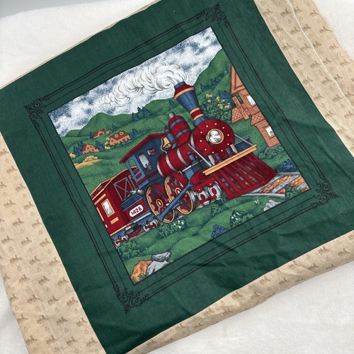 Vtg train fabric pillow - vtg, quilt
